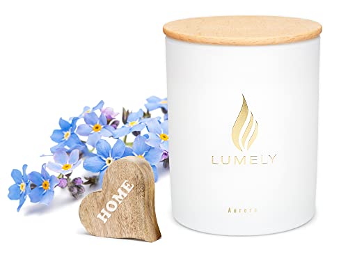 LUMELY Duftkerzen im Glas Home Sweet Home aus Bio Sojawachs – vegan, 250ml / 50h Brenndauer – wohlriechende, dekorative Entspannungskerze mit Deckel – Bio Kerzen aus Soja Wachs (Sweet Home) von LUMELY