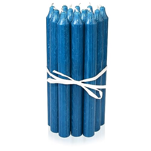 LUMELY dänische Premium Stabkerzen Blau Petrol, 12er Pack, Höhe 18cm, Ø 2,2cm, Brenndauer ca. 8 Stunden, zylindrische Leuchterkerzen, Deko Kerzen Set, Kerzen Skandinavisch von LUMELY