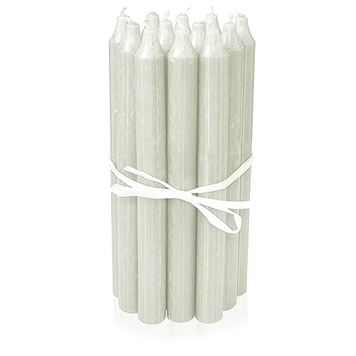 LUMELY dänische Premium Stabkerzen Weiß Elfenbein, 12er Pack, Höhe 18cm, Ø 2,2cm, Brenndauer ca. 8 Stunden, zylindrische Leuchterkerzen, Deko Kerzen Set, Kerzen Skandinavisch von LUMELY