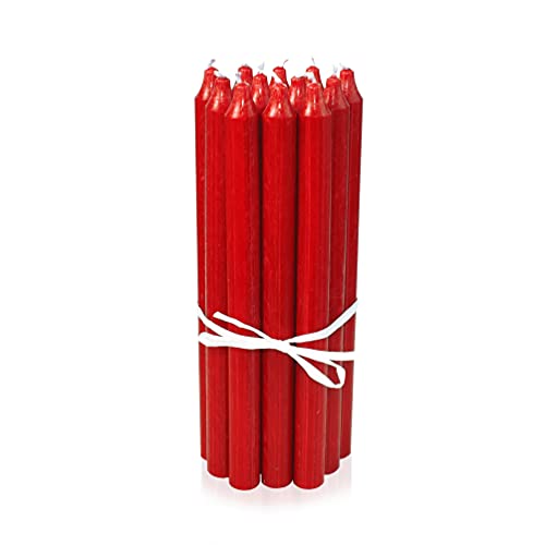 LUMELY dänische Premium Stabkerzen Rot, 12er Pack, Höhe 29cm, Ø 2,2cm, Brenndauer ca. 14 Stunden, zylindrische Leuchterkerzen, Deko Kerzen Set, Kerzen Skandinavisch von LUMELY