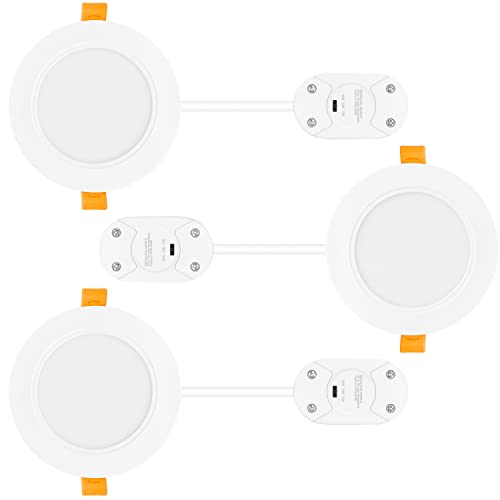 LUMENBAO 3 Zoll 9W LED Decke Einbauleuchten, Rund Flach Einbaustrahler für Bad & Feuchträume IP54, Warmweiß Neutral Kaltweiß Beleuchtung, 230V, 90~110MM Lochmass, 900Lm, Nicht Dimmbar 3er Pack von LUMENBAO