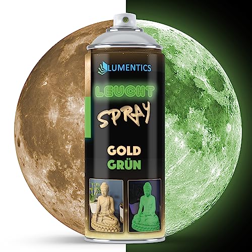 LUMENTICS Leuchtendes Farbspray Gold - Sprayfarbe mit Nachleuchteffekt - Leuchtet im Dunkeln grün - Aus Deutschland - 400 ml Sprühfarbe mit Zusatz-Cap LUMENTICS Leuchtendes Farbspray Gold - Sprayfarbe mit Nachleuchteffekt - Leuchtet im Dunkeln grün - Aus Deutschland - 400 ml Sprühfarbe mit Zusatz-Cap von LUMENTICS