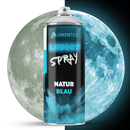 LUMENTICS Leuchtspray Natur-Blau - Nachleuchtendes Spray - Leuchtet im Dunkeln - Made in Germany - 400 ml Spraydose mit Zusatz-Cap von LUMENTICS
