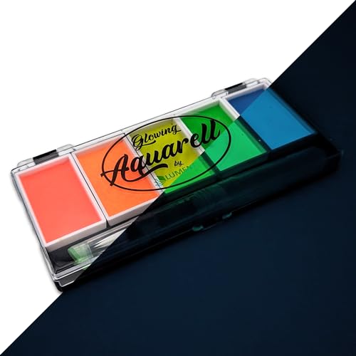 LUMENTICS Aquarellfarbe Regenbogen - Im Dunkeln leuchtende Wasserfarben mit Pinselstift - Nachleuchtende UV Tuschfarbe zum Malen von LUMENTICS