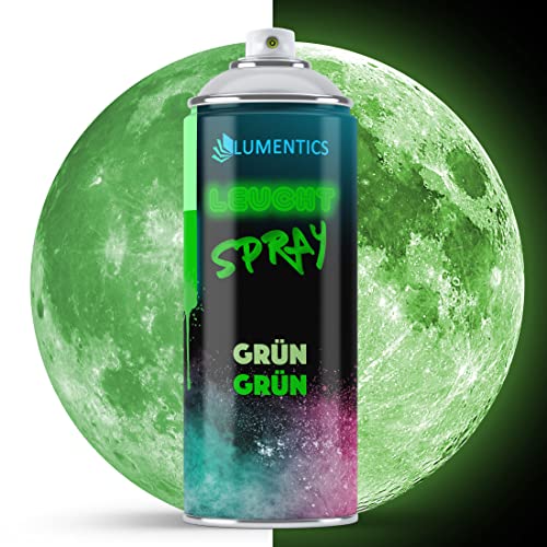 LUMENTICS Leuchtspray Grün-Grün - Nachleuchtendes Spray - Leuchtet im Dunkeln - Aus Deutschland - 400 ml Sprühfarbe mit Zusatz-Cap von LUMENTICS