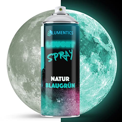 LUMENTICS Leuchtspray Natur-GrünBlau - Sprayfarbe mit Nachleuchteffekt - Leuchtet im Dunkeln - Made in Germany - 400 ml Spraydose mit Zusatz-Cap von LUMENTICS