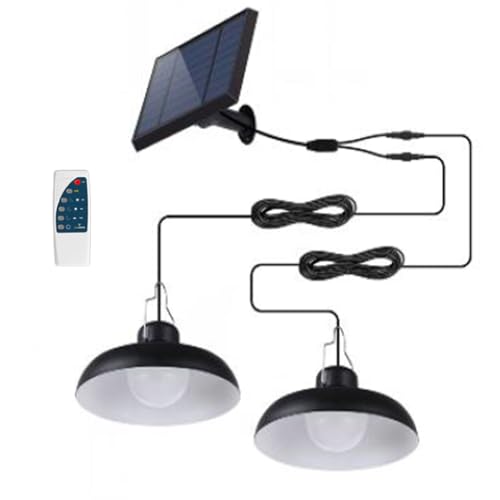 LUMI JARDIN Doppelte Solar-LED-Hängeleuchte, 2 x WAREN – Lampenschirm aus Metall schwarz – kaltweiß – Fernbedienung – Leuchtdauer 10 Stunden – wasserdicht IP44 – ideal für Terrasse, Garten, Wohnzimmer LUMI JARDIN Doppelte Solar-LED-Hängeleuchte, 2 x WAREN – Lampenschirm aus Metall schwarz – kaltweiß – Fernbedienung – Leuchtdauer 10 Stunden – wasserdicht IP44 – ideal für Terrasse, Garten, Wohnzimmer von LUMI JARDIN