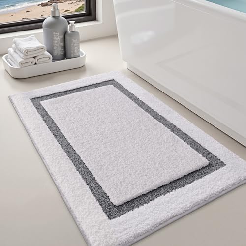 LUMI Badematten für Badezimmer, rutschfest, saugfähig, weich, waschbar, klassischer Badezimmerteppich, ideal für Boden, Dusche, Eingangsbereich, 43,2 x 76,2 cm, Grau LUMI Badematten für Badezimmer, rutschfest, saugfähig, weich, waschbar, klassischer Badezimmerteppich, ideal für Boden, Dusche, Eingangsbereich, 43,2 x 76,2 cm, Grau von LUMI