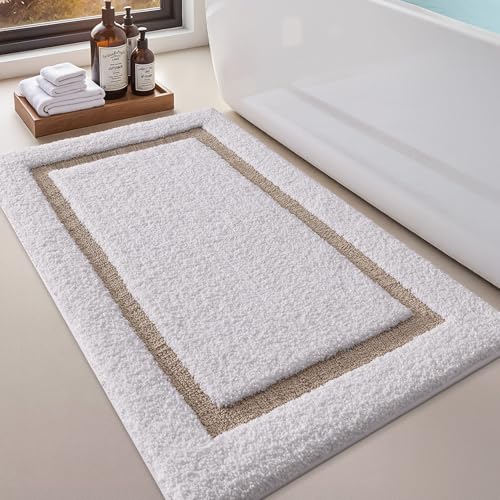 LUMI Badematten für Badezimmer, rutschfest, saugfähig, weich, waschbar, klassischer Badezimmerteppich, ideal für Boden, Dusche, Eingangsbereich, 61 x 109,2 cm, Khaki LUMI Badematten für Badezimmer, rutschfest, saugfähig, weich, waschbar, klassischer Badezimmerteppich, ideal für Boden, Dusche, Eingangsbereich, 61 x 109,2 cm, Khaki von LUMI
