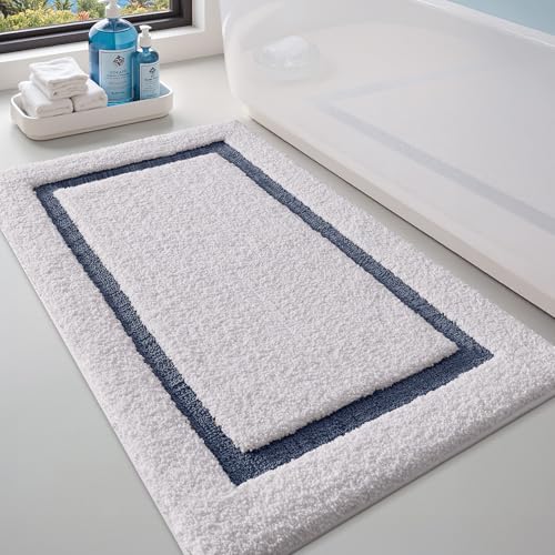 LUMI Badematten für Badezimmer, rutschfest, saugfähig, weich, waschbar, klassischer Badezimmerteppich, ideal für Boden, Dusche, Eingangsbereich, 61 x 111,8 cm, Blau LUMI Badematten für Badezimmer, rutschfest, saugfähig, weich, waschbar, klassischer Badezimmerteppich, ideal für Boden, Dusche, Eingangsbereich, 61 x 111,8 cm, Blau von LUMI