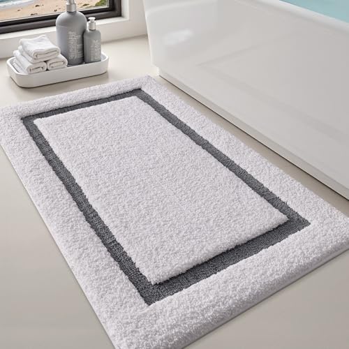 LUMI Badematten für Badezimmer, rutschfest, saugfähig, weich, waschbar, klassischer Badezimmerteppich, ideal für Boden, Dusche, Eingangsbereich, 61 x 111,8 cm, Grau LUMI Badematten für Badezimmer, rutschfest, saugfähig, weich, waschbar, klassischer Badezimmerteppich, ideal für Boden, Dusche, Eingangsbereich, 61 x 111,8 cm, Grau von LUMI