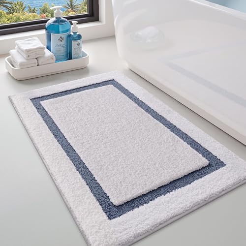 LUMI Badematten für Badezimmer, rutschfest, saugfähig, weich, waschbar, klassischer Badezimmerteppich, ideal für Boden, Dusche, Eingangsbereich, 61 x 91,4 cm, Blau LUMI Badematten für Badezimmer, rutschfest, saugfähig, weich, waschbar, klassischer Badezimmerteppich, ideal für Boden, Dusche, Eingangsbereich, 61 x 91,4 cm, Blau von LUMI