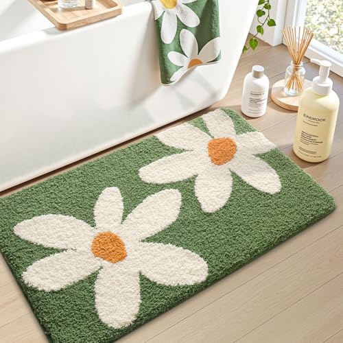 LUMI Badezimmerteppich, 40,6 x 61 cm, weich, saugfähig, Mikrofaser, rutschfest, maschinenwaschbar, Badematten für Badezimmer, Dusche und Badewanne, Boden, Gänseblümchen LUMI Badezimmerteppich, 40,6 x 61 cm, weich, saugfähig, Mikrofaser, rutschfest, maschinenwaschbar, Badematten für Badezimmer, Dusche und Badewanne, Boden, Gänseblümchen von LUMI