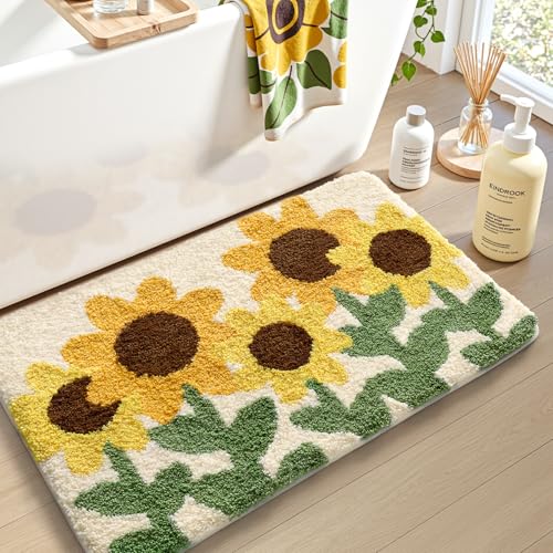 LUMI Badezimmerteppich, 40,6 x 61 cm, weich, saugfähig, Mikrofaser, rutschfest, maschinenwaschbar, Badematten für Badezimmer, Dusche und Badewanne, Boden, Sonnenblume LUMI Badezimmerteppich, 40,6 x 61 cm, weich, saugfähig, Mikrofaser, rutschfest, maschinenwaschbar, Badematten für Badezimmer, Dusche und Badewanne, Boden, Sonnenblume von LUMI