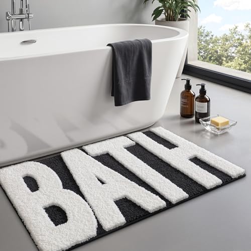 LUMI Badezimmerteppich, rutschfest, mit Gummi-Rückseite, ultraweich, saugfähig, maschinenwaschbar, moderner Badteppich, schnell trocknend, für Duschboden, Badewanne, Waschbecken, 61 x 109 cm LUMI Badezimmerteppich, rutschfest, mit Gummi-Rückseite, ultraweich, saugfähig, maschinenwaschbar, moderner Badteppich, schnell trocknend, für Duschboden, Badewanne, Waschbecken, 61 x 109 cm von LUMI
