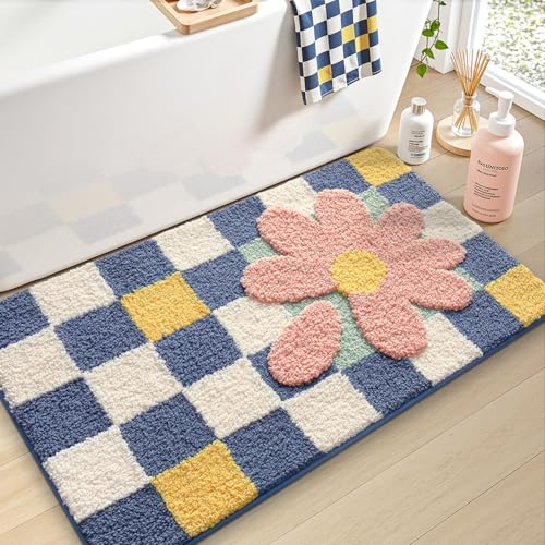 LUMI Badezimmerteppich, weich, saugfähig, Mikrofaser, rutschfest, maschinenwaschbar, Badematten für Badezimmer, Dusche und Badewanne, Boden, Gitterblume LUMI Badezimmerteppich, weich, saugfähig, Mikrofaser, rutschfest, maschinenwaschbar, Badematten für Badezimmer, Dusche und Badewanne, Boden, Gitterblume von LUMI