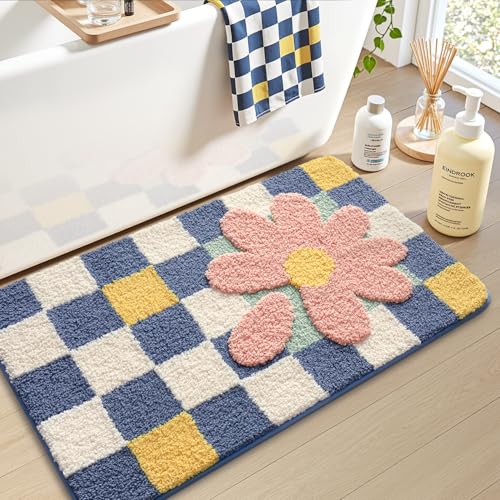 LUMI Badezimmerteppich, weich, saugfähig, Mikrofaser, rutschfest, maschinenwaschbar, Badematten für Badezimmer, Dusche und Badewanne, Boden, Gitterblume LUMI Badezimmerteppich, weich, saugfähig, Mikrofaser, rutschfest, maschinenwaschbar, Badematten für Badezimmer, Dusche und Badewanne, Boden, Gitterblume von LUMI