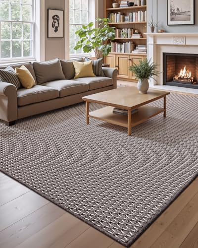 LUMI Teppiche für den Innenbereich, rutschfest, niedriges Profil, karierte Innenseite, Komfort-Gewebe, Gittermuster, Bodenteppich, 1,5 m x 2,4 m LUMI Teppiche für den Innenbereich, rutschfest, niedriges Profil, karierte Innenseite, Komfort-Gewebe, Gittermuster, Bodenteppich, 1,5 m x 2,4 m von LUMI