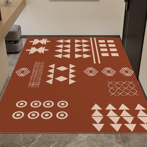 LUMIDO Rotbrauner Teppich Mit Verschiedenen Regelmäßigen Geometrien, Sofa-Couchtisch-Teppich, Rutschfester Moderner Wohnzimmer Teppich, Kann In Der Waschküche Verwendet Werden 120x180cm von LUMIDO