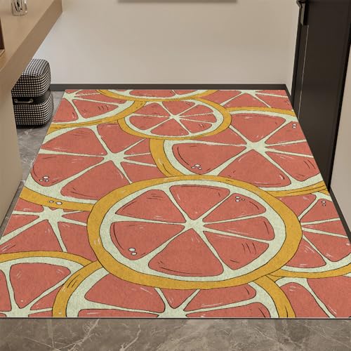 Moderner Roter Großer Zitronenscheiben-Teppich, Realistischer Teppich Mit Klarer Textur, Moderner Badezimmer Teppich Für Den Innenbereich, Weicher Und Waschbarer Arbeitszimmer Teppich 150x210cm von LUMIDO