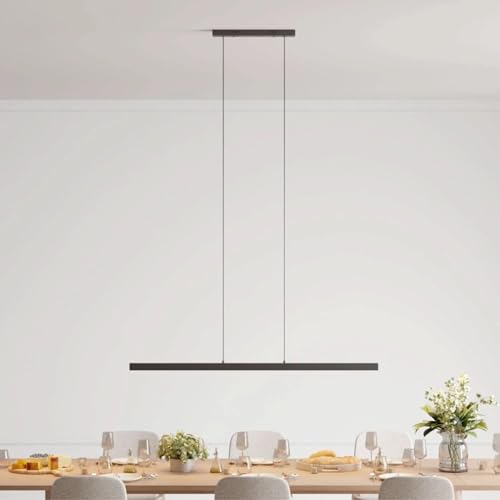 Dimmbare Pendelleuchte 'Calimera', LED Deckenleuchte, moderne Hängelampe Esstisch Wohnzimmer Smart Home Alexa Google Home Tuya Schwarz 150cm von LUMIÈRE Design