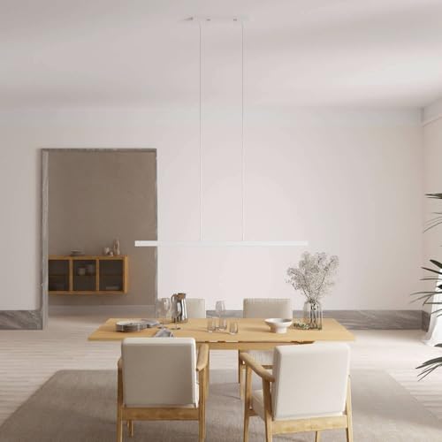 Dimmbare Pendelleuchte 'Calimera', LED Deckenleuchte, moderne Hängelampe Esstisch Wohnzimmer Smart Home Alexa Google Home Tuya Weiß 120cm Dimmbare Pendelleuchte 'Calimera', LED Deckenleuchte, moderne Hängelampe Esstisch Wohnzimmer Smart Home Alexa Google Home Tuya Weiß 120cm von LUMIÈRE Design