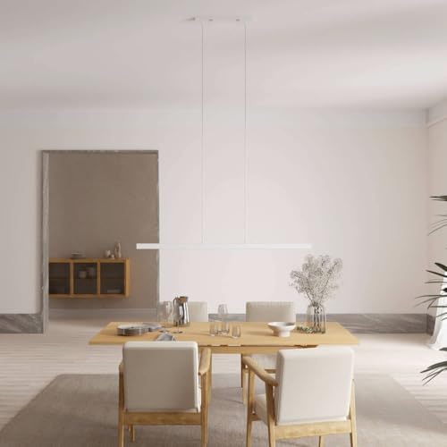 Dimmbare Pendelleuchte 'Calimera', LED Deckenleuchte, moderne Hängelampe Esstisch Wohnzimmer Smart Home Alexa Google Home Tuya Weiß 150cm Dimmbare Pendelleuchte 'Calimera', LED Deckenleuchte, moderne Hängelampe Esstisch Wohnzimmer Smart Home Alexa Google Home Tuya Weiß 150cm von LUMIÈRE Design