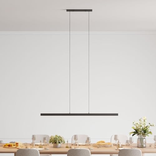 LUMIÈRE Design Calimera Designer Pendelleuchte Deckenleuchte Pendelleuchte dimmbar schwarz LED Wohn & Esszimmer Moderne Hängelampe Esstisch (Schwarz, 150cm) von LUMIÈRE Design