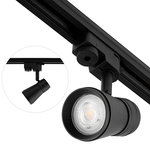 LUMILED 1-Phasen-Strahler Spotlampe Deckenleuchte Schienenstrahler Deckenspot | Schienensystem Spot Spotlight drehbar rund schwarz | GU10 Fassung 230V max. 30W | 350° 90° verstellbar Aluminium von LUMILED