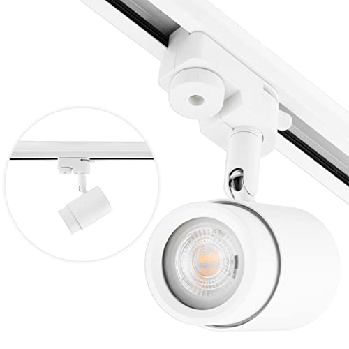 LUMILED 1-Phasen-Strahler Spotlampe Deckenleuchte Schienenstrahler Deckenspot | Schienensystem Spot Spotlight drehbar rund weiß | GU10 Fassung 230V max. 30W | 350° 90° verstellbar Aluminium von LUMILED