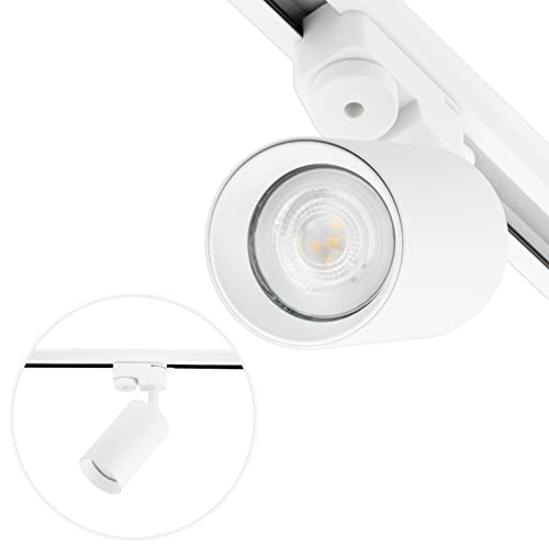 LUMILED 1-Phasen-Strahler Spotlampe Deckenleuchte Schienenstrahler Deckenspot | Schienensystem Spot Spotlight drehbar rund weiß | GU10 Fassung 230V max. 30W | 360° 90° verstellbar Aluminium von LUMILED