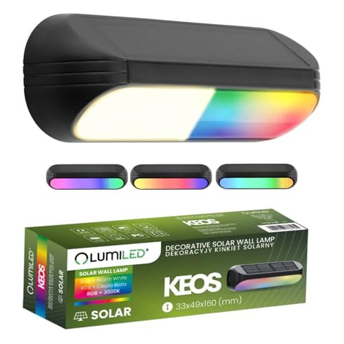Lumiled 4er-Set Solarleuchte RGB Mehrfarbig Warmweiß Wandlampe für Außen LED Solarlampe Außenwandlampe Wandleuchte Farbwechsel Sicherheitslampe Gartenleuchte Wegbeleuchtung Deko IP65 von Lumiled