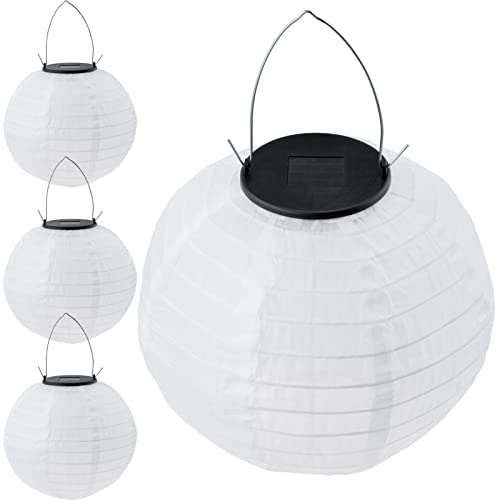 Lumiled 4x Solar Lampions Außen wetterfest Solarlaterne Laterne 20cm LED Lampion Solarleuchte IP44 Kugel weiß Hängend Dekorative Außenleuchte Gartenleuchte Hängende Gartenlaterne hängeleuchte von Lumiled