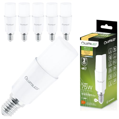 LUMILED 6x E14 LED Lampen Stabform 10W (75W) LED Stick Birnen Glühbirne 1055lm Warmweiß 3000K Maiskolben Leuchtmittel Energiesparlampe Blendfreie Beleuchtung für Leselampe T45 Stablampe von LUMILED