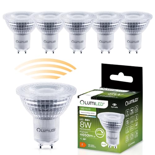 LUMILED 6x GU10 LED Lampe dimmbar 8W 650lm Leuchtmittel 4000K neutralweiß Strahler Spot Halogenlampen 36° Abstrahlwinkel Reflektorlampen Reflektor 6 Stück Energiesparlampen 230V von LUMILED