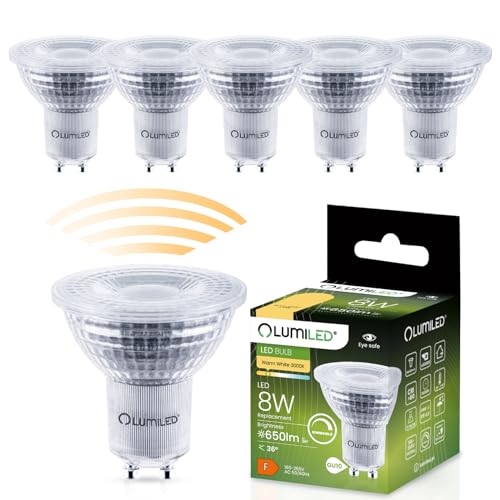 Lumiled LED GU10 Lampe 8W 650lm Warmweiß 3000K dimmbar ersetzt 80W Halogen CRI>80 Reflektor Spot 36° Abstrahlwinkel 6er Pack Energiespar Leuchtmittel 230V für Wohnzimmer Küche Büro Hotel von Lumiled