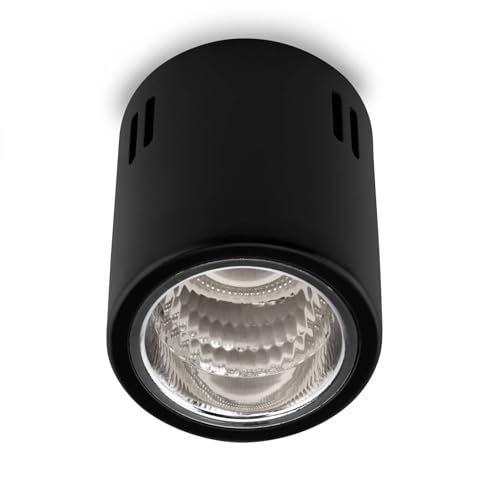 Lumiled Aufbauspot Aufbauleuchte Aufbaustrahler Deckenspot Deckenlampe Spot Aufputz festehend Downlight aus Aluminium rund in schwarz E27 Fassung 230V Ø 98mm H: 115mm von Lumiled