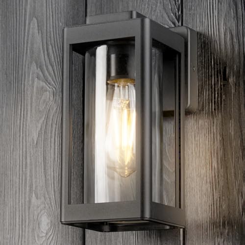 Lumiled Außenwandleuchte Wandlampe Außenleuchte Außenbeleuchtung Wandleuchter Gartenleuchte Flurleuchte Terrasse Fassade Vintage IP44 schwarz spritzwasserdicht Aluminium 230V E27 Fassung max 13W von Lumiled