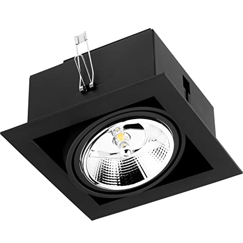 Lumiled Einbaustrahler Einbauleuchte Deckenlampe Spot extra flach schwenkbar eckig schwarz Downlight LED ES111 GU10 Fassung 230V max. 40 W Einbaurahmen zwei bewegliche Innenringe tief von Lumiled