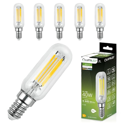 LUMILED LED Lampen E14 T25 6er Set Dunstabzugshaube Leuchtmittel 4W (ersetzt 40W Glühlampe) Filament Edison 4000K Neutralweiß 440lm 360° Lichtwinkel 230V Kühlschranklampe Glühbirne Kühlschrank von LUMILED