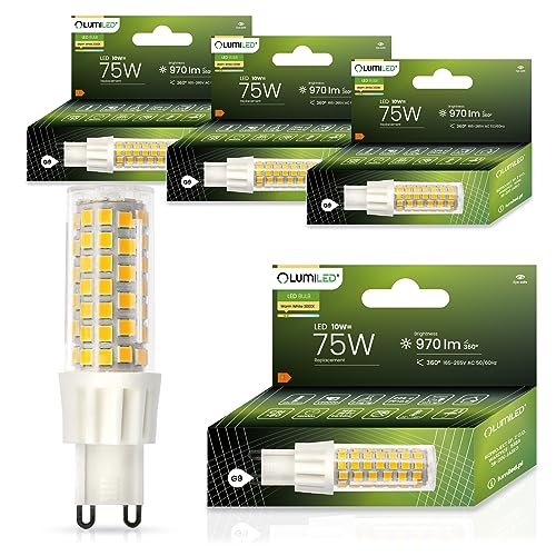 LUMILED LED Lampen G9 4er Set Leuchtmittel 10W (ersetzt 75W Glühlampe) 3000K Warmweiß 970lm 360° Lichtwinkel 230V Glühbirnen kleine Birne Energiesparende kein Flackern SMD Lichtquelle von LUMILED