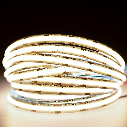 LUMILED LED Streifen 5M, 1920 LEDs 12V neutralweiß 4000K, 50W NEON LED Strip, COB LED Band IP33, Hohe Helligkeit 5500 lm Selbstklebend, Lichtband für Innenbereich Heim Küche Deko, ohne Netzteil von LUMILED