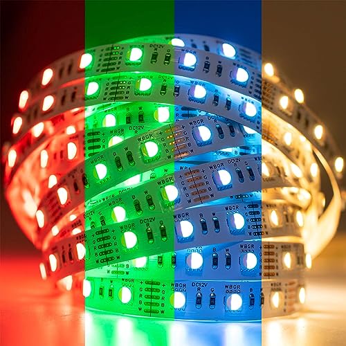 LUMILED LED Streifen 5M 300 LEDs 12V RGB Farbwechsel Warmweiß 72W LED Strip SMD LED Band IP33 5040 lm Selbstklebend mehrfarbig Lichtband für Innenbereich Heim Schlafzimmer Deko, ohne Netzteil von LUMILED