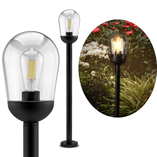 Lumiled Pollerleuchte Außenstehleuchte Stehlampe Außenleuchte Außenbeleuchtung Wegeleuchte Gartenleuchte Wegelampe Standleuchte 100cm IP44 schwarz spritzwasserdicht Vintage E27 Fassung max 12W von Lumiled