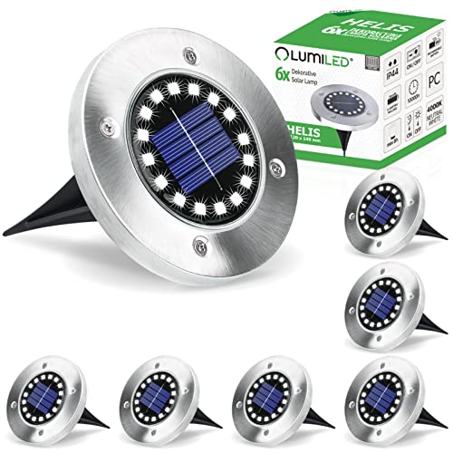 LUMILED Solar Bodenleuchten Aussen 6x Solarleuchte für Garten 16 LEDs Solar Außenleuchte Gartenleuchte Edelstahl Solarlampen für außen Neutralweiß Bodenleuchte Bodeneinbaustrahler Gartenlampe von LUMILED