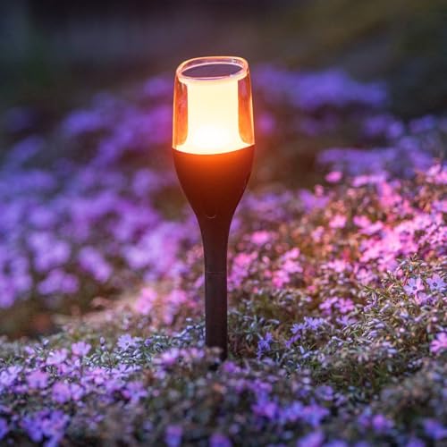 LUMILED Solar Gartenfackel Solarleuchte 64,5 cm mit Erdspieß LED Solarlampe flackernder Flamme IP65 Garten Solarleuchte Flammeneffekte Fackel Gartenlampe Flamme Solarlampe Flammenlicht 1 Stück von LUMILED