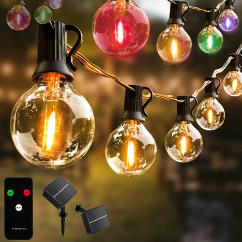 Lumiled Solar Lichterkette Außen 20x LED RGB 10,5 M Solarlichterkette für Garten Solarkette Solarleuchte Außenleuchte Gartenlicht KUGEL IP44 Glühbirnen mehrfarbig Farbwechsel von Lumiled