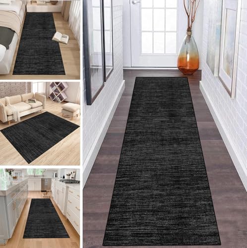 LUMIPAP Läufer Teppich Lang Flur rutschfest Waschbar Küche Korridor Teppichläufer 100X600cm Lange Teppichmatten Küchenläufer Wohnzimmer Anpassbare Küchenteppich,Tiefschwarz LUMIPAP Läufer Teppich Lang Flur rutschfest Waschbar Küche Korridor Teppichläufer 100X600cm Lange Teppichmatten Küchenläufer Wohnzimmer Anpassbare Küchenteppich,Tiefschwarz von LUMIPAP