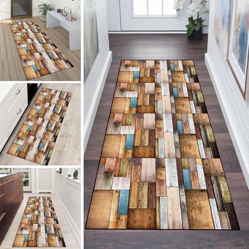 LUMIPAP Läufer Teppich Lang Flur rutschfest Waschbar Küche Korridor Teppichläufer 120X450cm Lange Teppichmatten Küchenläufer Wohnzimmer Anpassbare Küchenteppich,Vintage Holzbrett LUMIPAP Läufer Teppich Lang Flur rutschfest Waschbar Küche Korridor Teppichläufer 120X450cm Lange Teppichmatten Küchenläufer Wohnzimmer Anpassbare Küchenteppich,Vintage Holzbrett von LUMIPAP