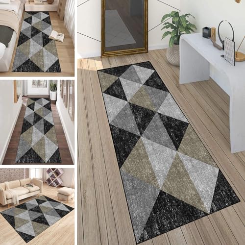 LUMIPAP Läufer Teppich Lang Flur rutschfest Waschbar Küche Korridor Teppichläufer 40X220cm Lange Teppichmatten Küchenläufer Wohnzimmer Anpassbare Küchenteppich,Schwarz-Grau-Gelb-Dreieck LUMIPAP Läufer Teppich Lang Flur rutschfest Waschbar Küche Korridor Teppichläufer 40X220cm Lange Teppichmatten Küchenläufer Wohnzimmer Anpassbare Küchenteppich,Schwarz-Grau-Gelb-Dreieck von LUMIPAP